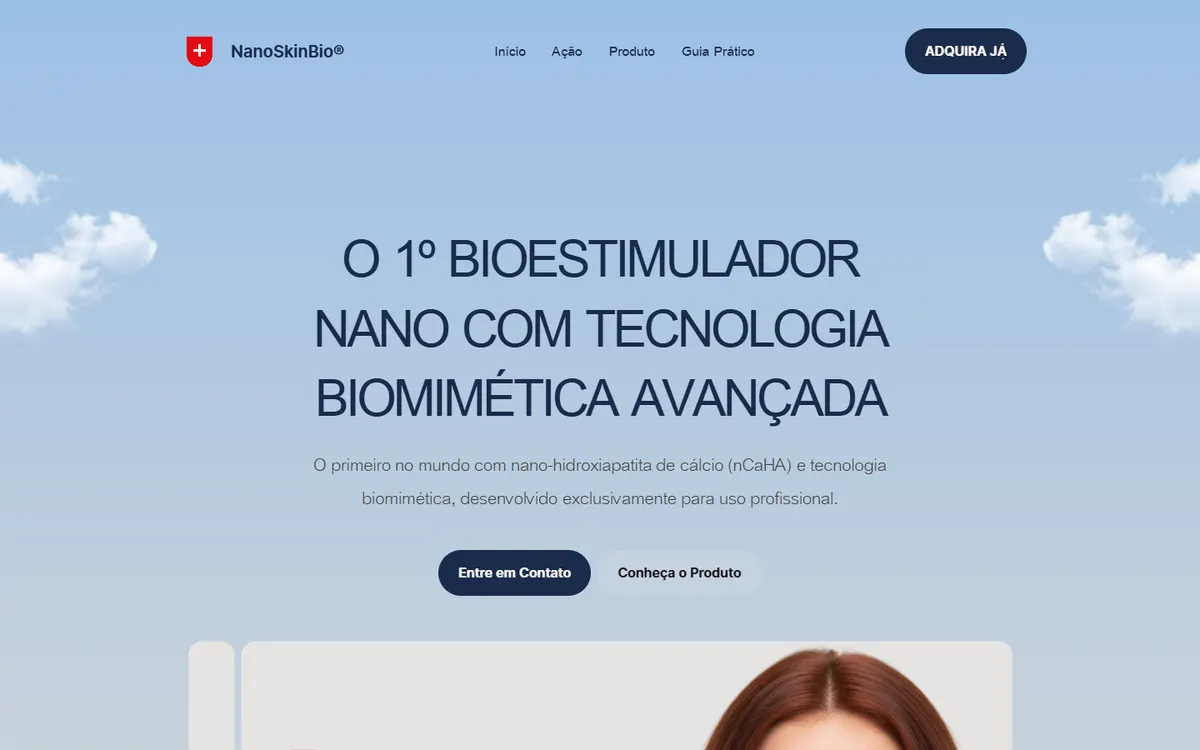 Site NanoSkinBio no computador