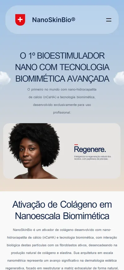 Site NanoSkinBio no celular