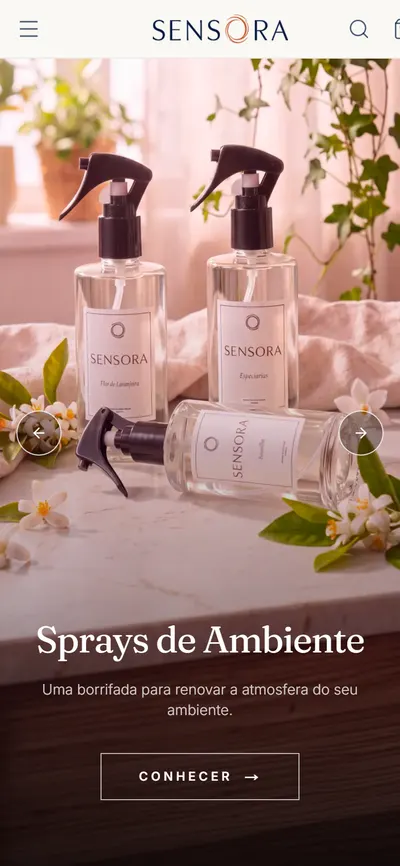 Site Sensora Home no celular